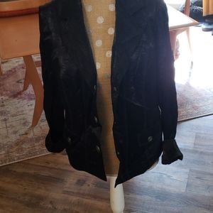 Shiny black button up jacket